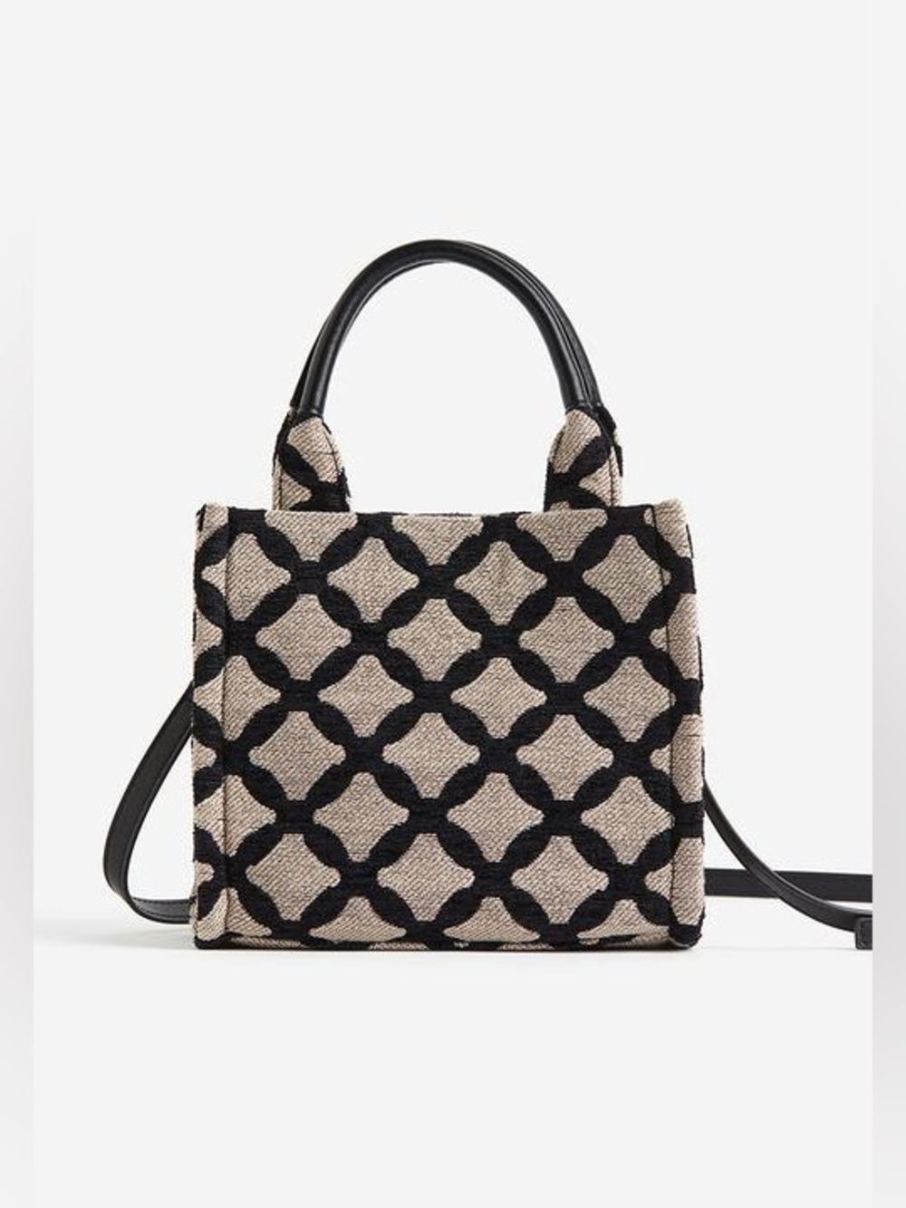 NWT H&M Mini Crossbody Bag - beige & black patterned